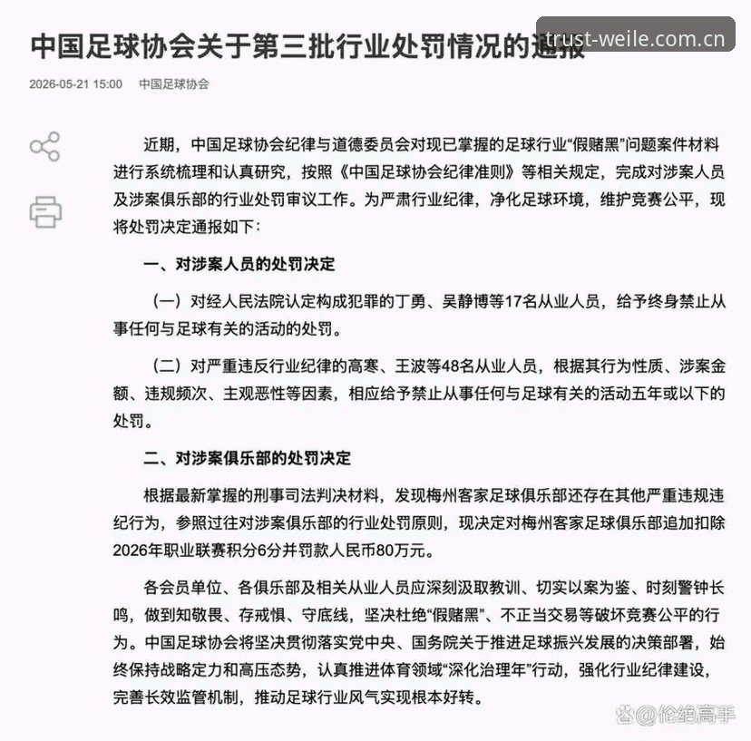 微乐最新版本更新内容 中国足协第三批禁足名单详解:65人受罚,终身禁赛17人